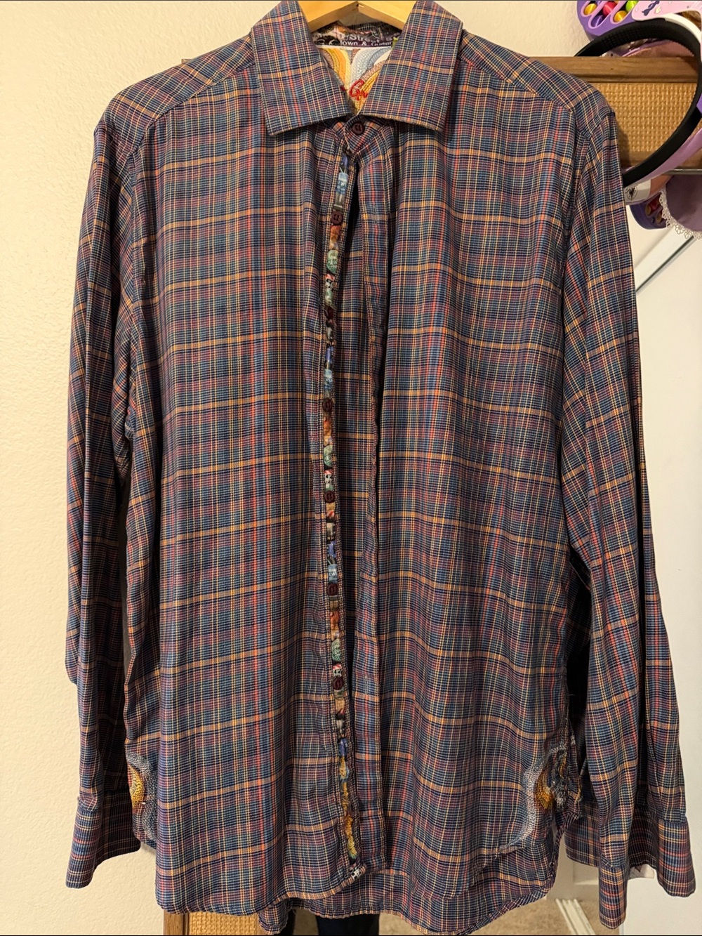 Robert Graham Multicolor Plaid Button-Down Shirt with Blue and Brown Tones